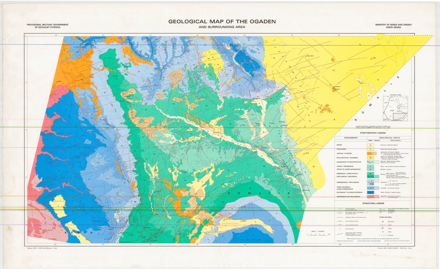 (image for) Ethiopia Thematic: Geological Map of Ogaden and Surrounding Area - Click Image to Close