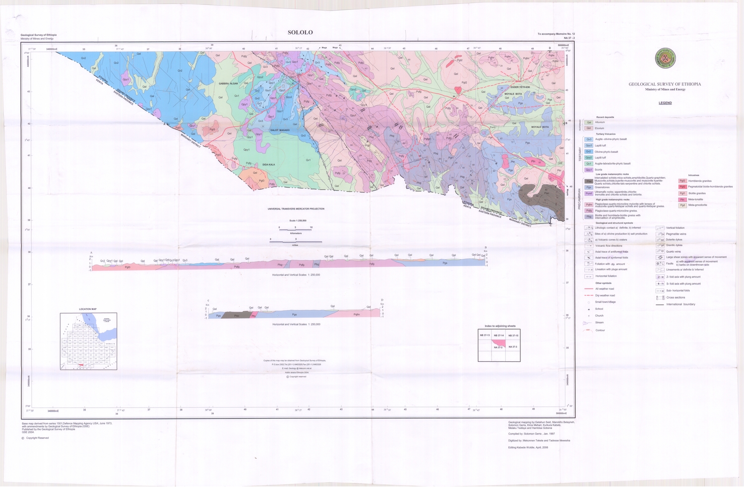(image for) Ethiopia Thematic: Geological Map of Sololo - Click Image to Close