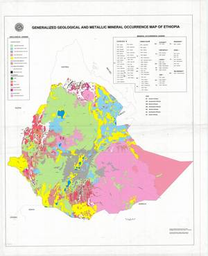 Ethiopia Thematic: Geological and Metalic Mineral Occurence Map